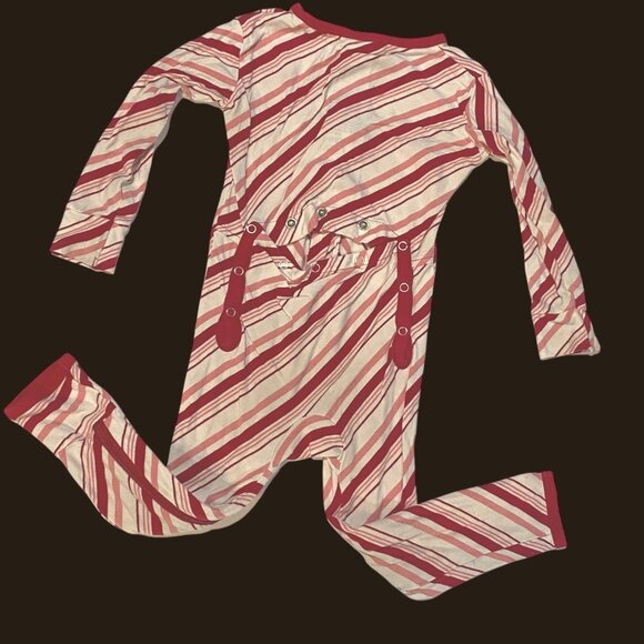 size 12-18 Kickee Pants zippy coverall red striped one piece open bottom zipper - Picture 4 of 4